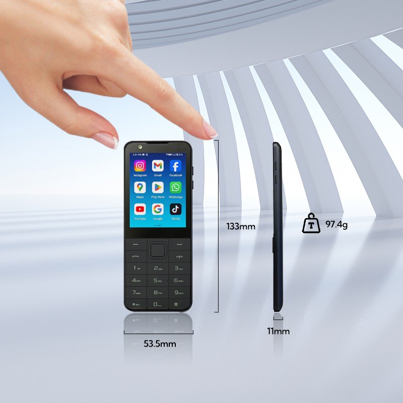 TIQ MINI M5S Dual SIM Card Smart Button Touch Screen 3+32GB Google Play MTK6761 Mobile Phone Android 13